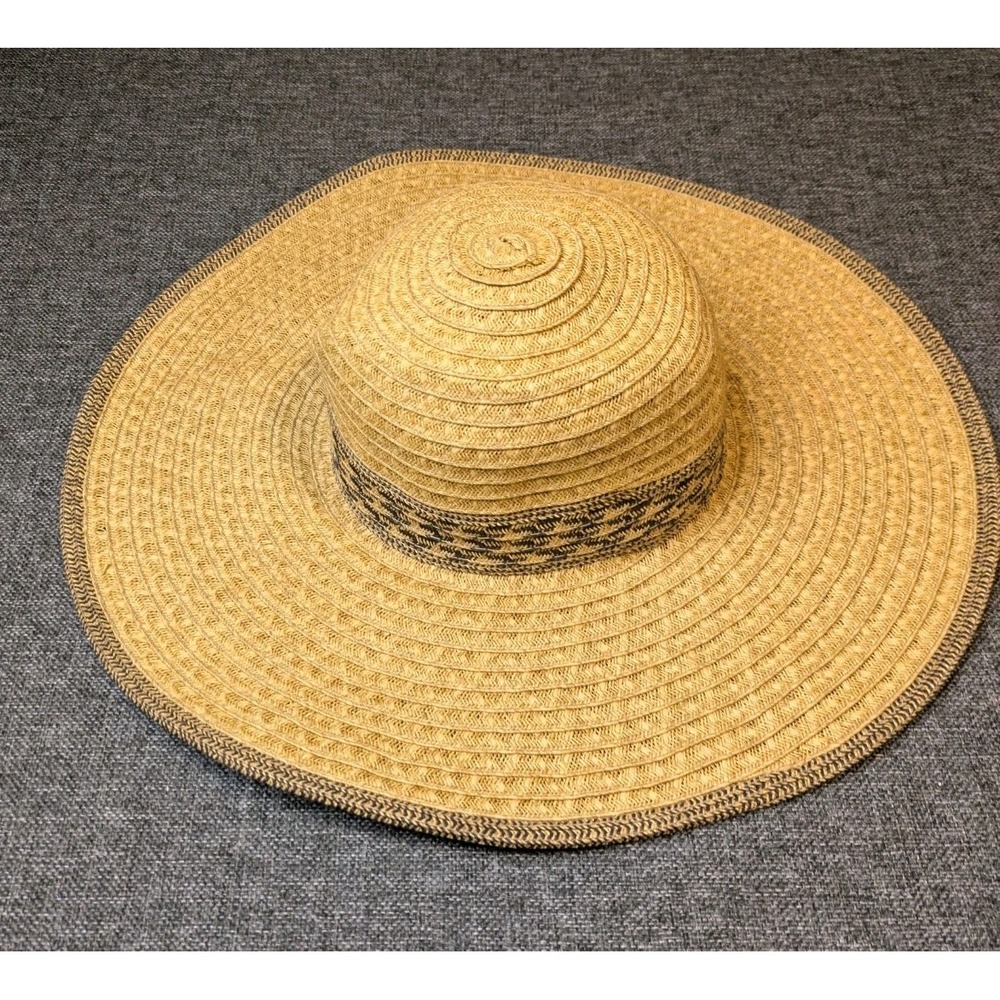 Sun N Sand Womens Wide Brim Straw Sun Hat UPF 50+ Brown Chiffon One Size Cap